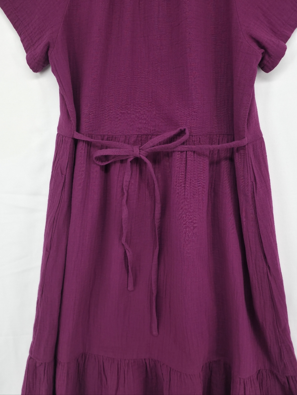 Pact Organic Cotton Coastal Double Gauze Breezy Midi Dress XS Sangria Minimalist - Picture 12 of 16